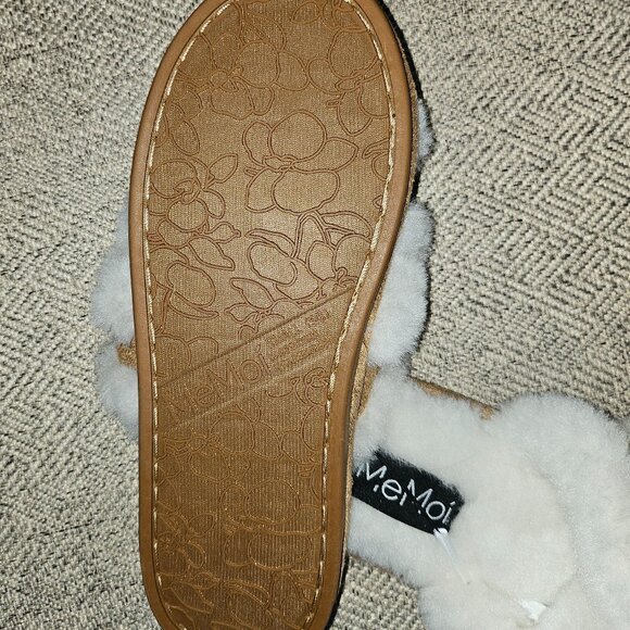 🔥HP🔥 NWT MeMoi Women's Serina Slide-On Plush Slippers in Ivory Size S - Picture 8 of 11